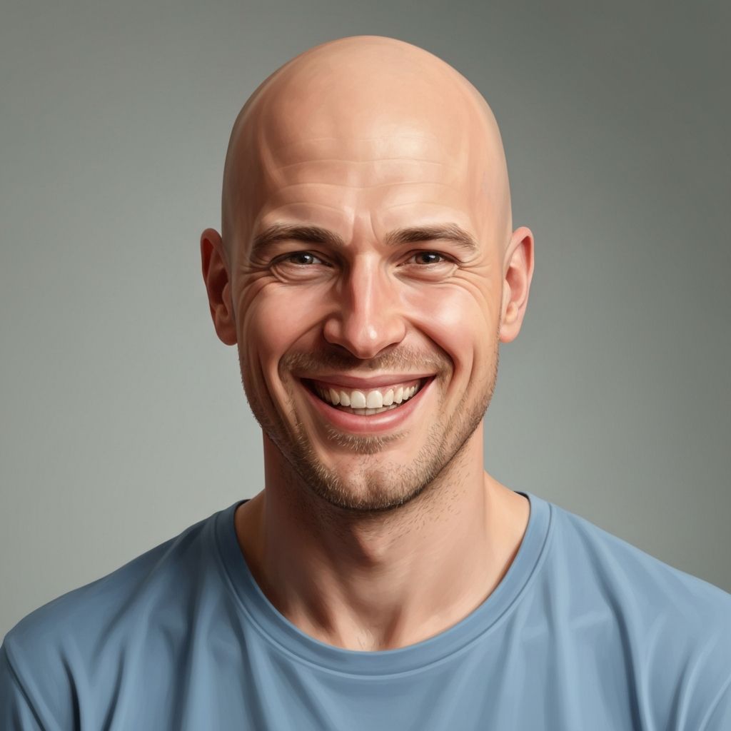 Créateur chauve souriant